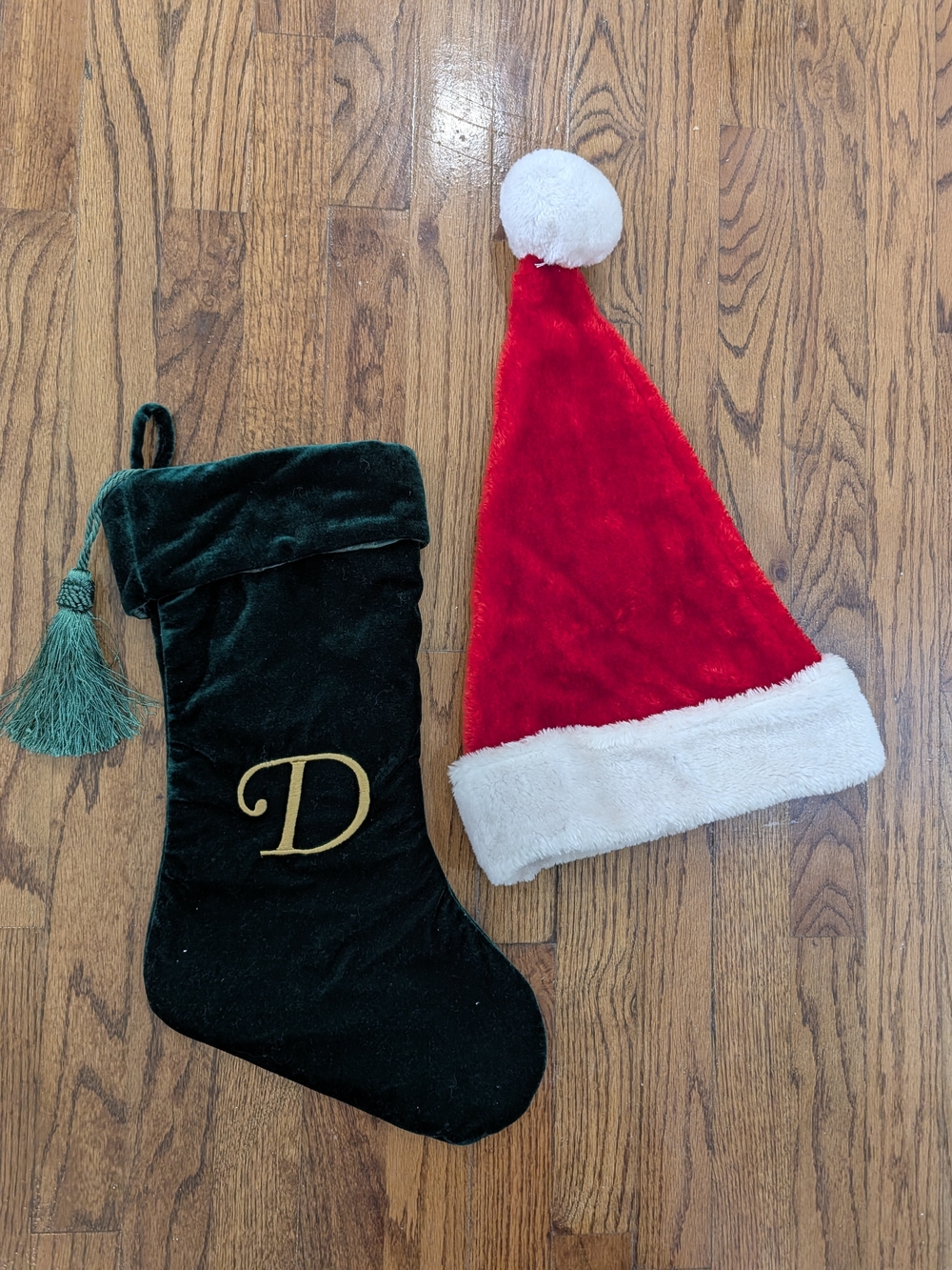 Red & White Santa Hat And "D" Stocking